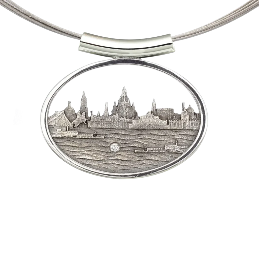 Schmuck Anhänger Dresden Silber, an der Elbe, Frauenkirche, Souvenir, Silberschmuck