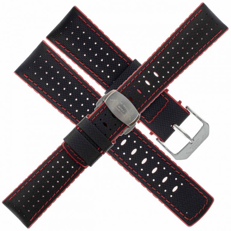 29er Big - Kautschuk schwarz rot 22 mm Ersatzband Mühle Glashütte