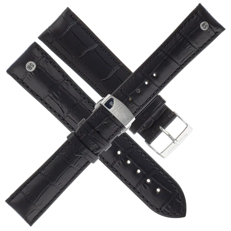 Ersatzarmband 22mm schwarz Grandioso, Pesaro, Herren Bruno Söhnle, Faltschließe