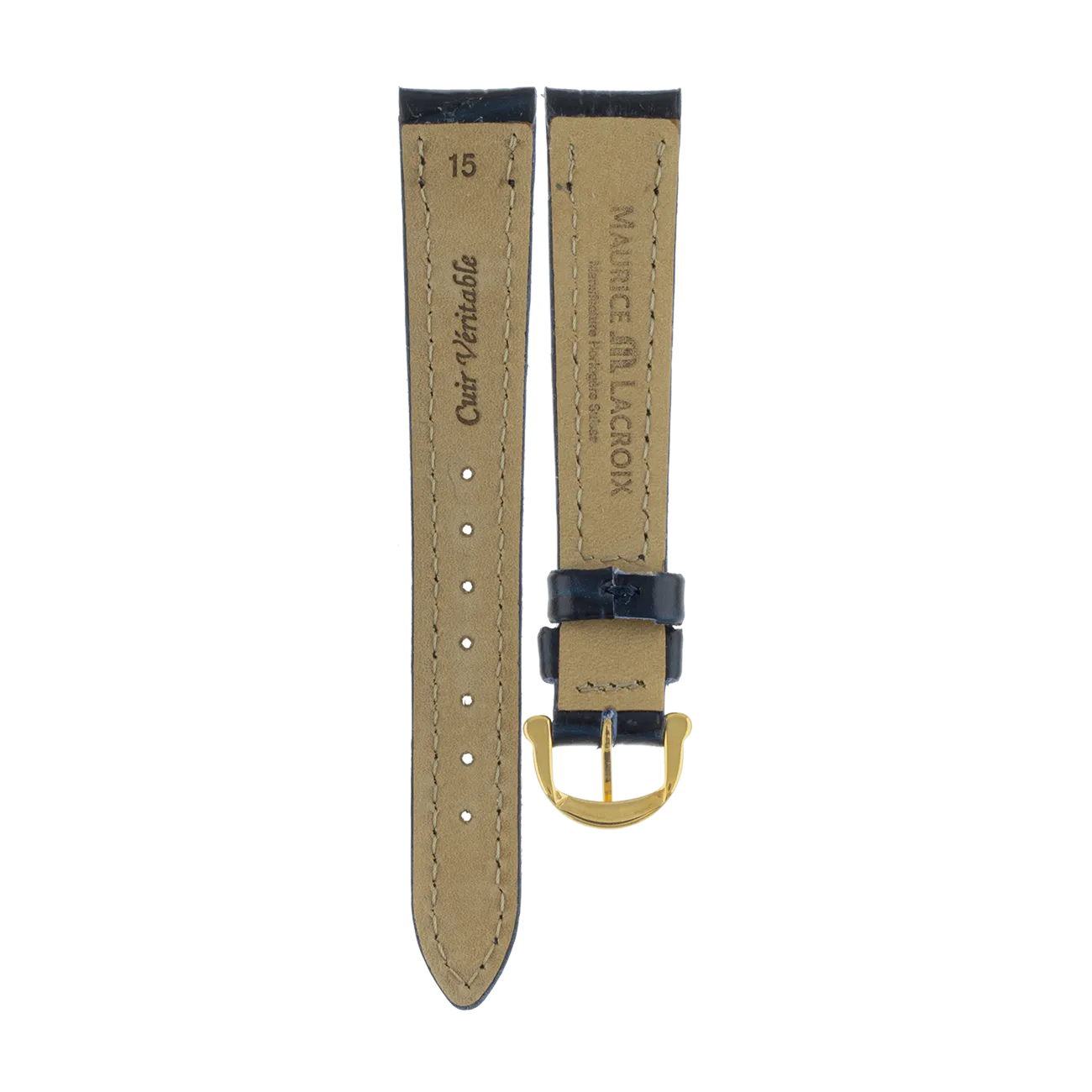 Uhrenarmband Leder Krokoprägung Damen blau | 15 mm | Maurice Lacroix – Bild 4